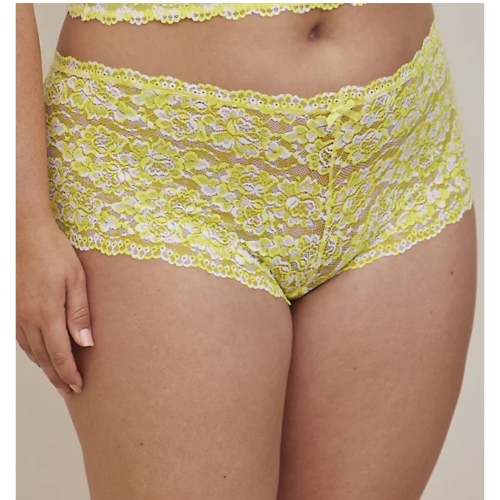 Torrid Simply Lace Yellow Leopard Print Mid-Rise Cheeky Panty NWT